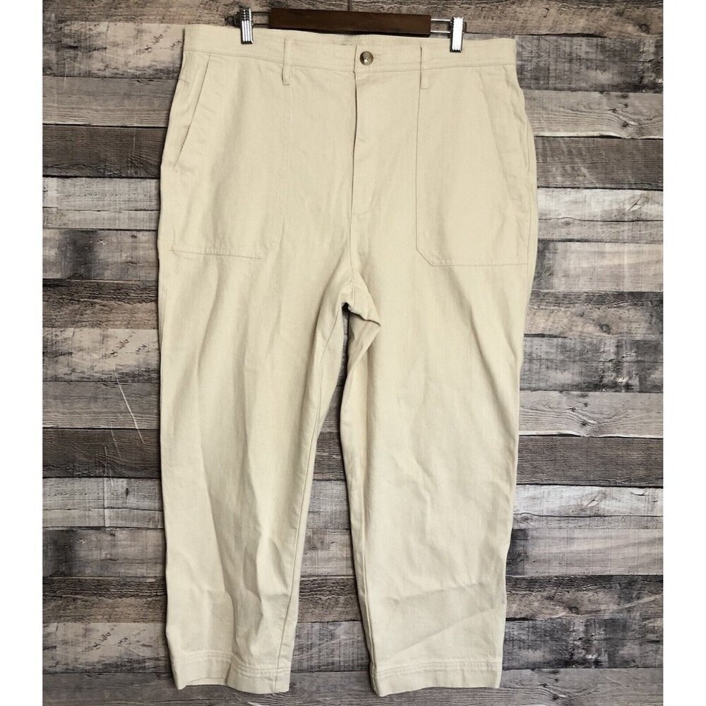 Madewell Women's Cream Camp Pants Cropped High Rise Straight Leg 33